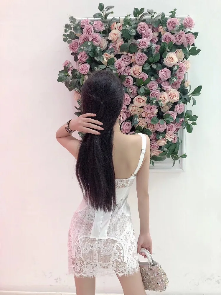 2019 модная женская одежда белый корсет кружевное мини-платье рыболовный крючок