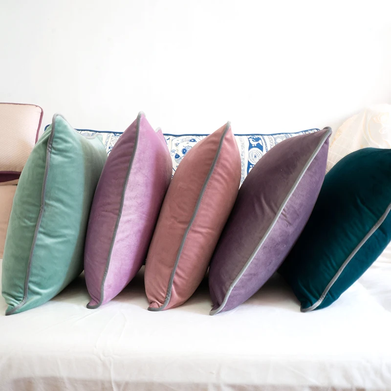 Разноцветный серый бархатный чехол для подушки стула/дивана наволочка домашний