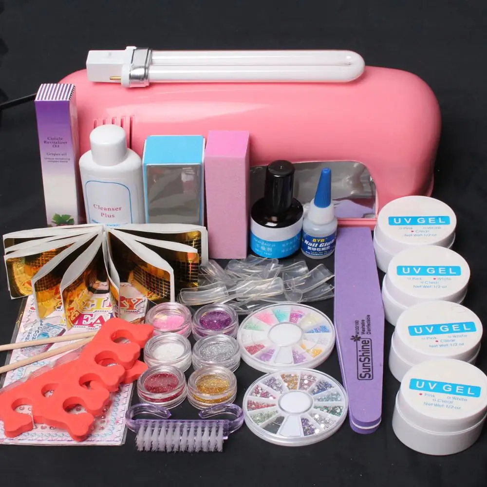 Набор для дизайна ногтей 9 Вт УФ лампа сушки разных цветов акриловая