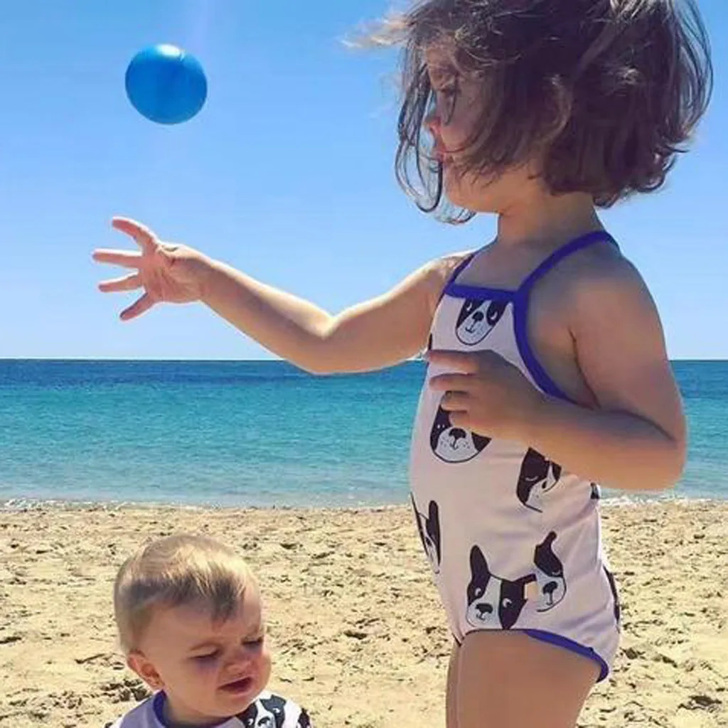 Купалник Одежда для маленьких девочек Купальный костюм с рисунком собаки