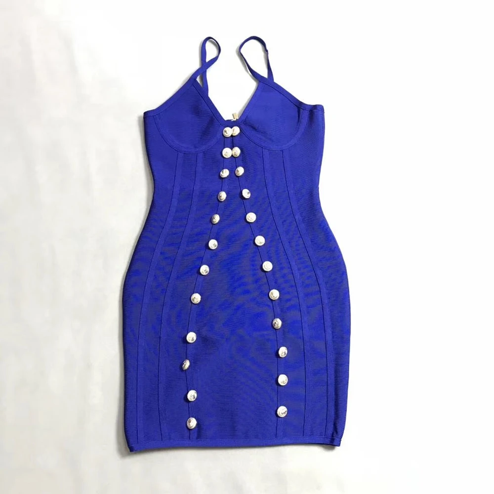 Модное женское сексуальное Бандажное платье на бретельках синего и розового