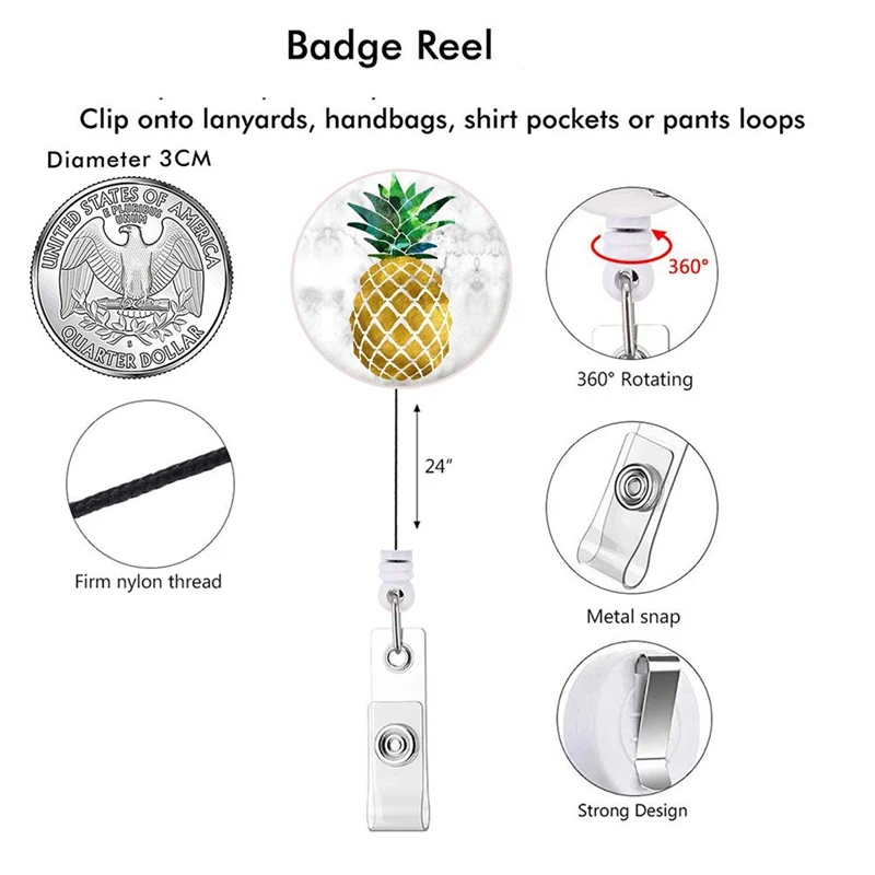

Nurse Badge Reel Decorative Badge Holder Retractable Badge Holder Carabiner Reel Clip Badge Reel,ID Badge Reels with Belt Clip (