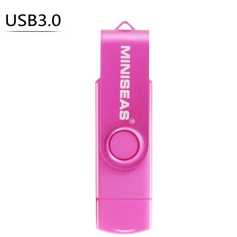 Новинка, Miniseas, usb 3,0, OTG, 64 ГБ, флеш-накопитель, USB флеш-накопитель, внешняя карта памяти, 32 ГБ, 16 ГБ, Micro USB, флешка, сумка - Цвет: pink