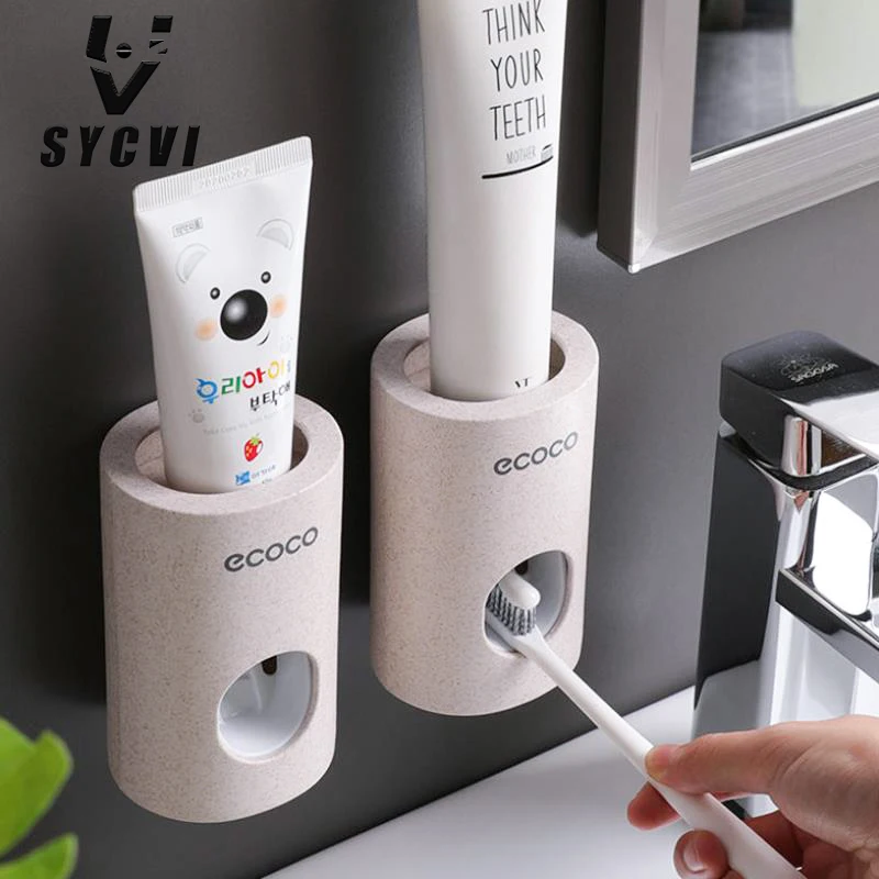 

Автоматический диспенсер для зубной пасты ECOCO, пыленепроницаемый держатель для зубных щеток, выжималка для зубной пасты с настенным крепле...