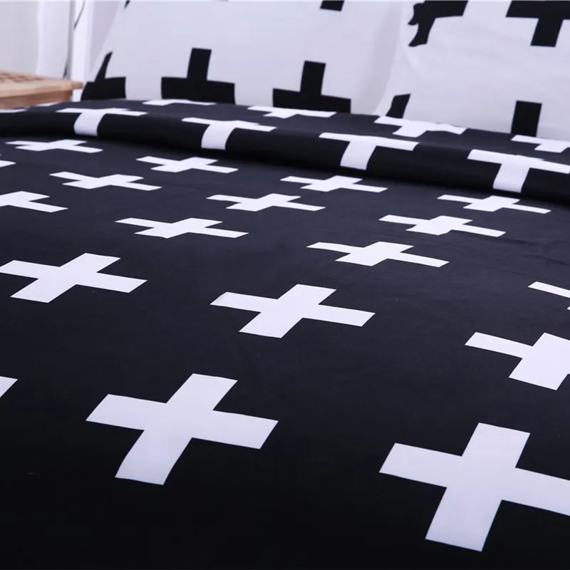 Черный белый 3D домашний текстиль 3 предмета хлопковый лист Комплект постельного