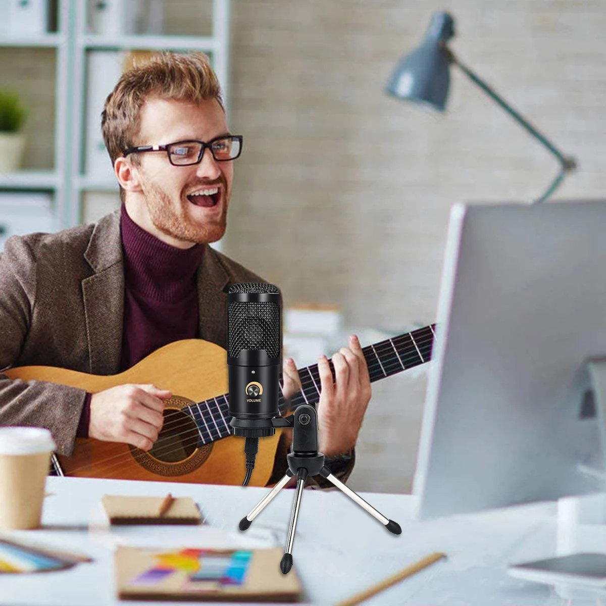 Кардиоидный конденсаторный микрофон USB-микрофон со штативом для записи