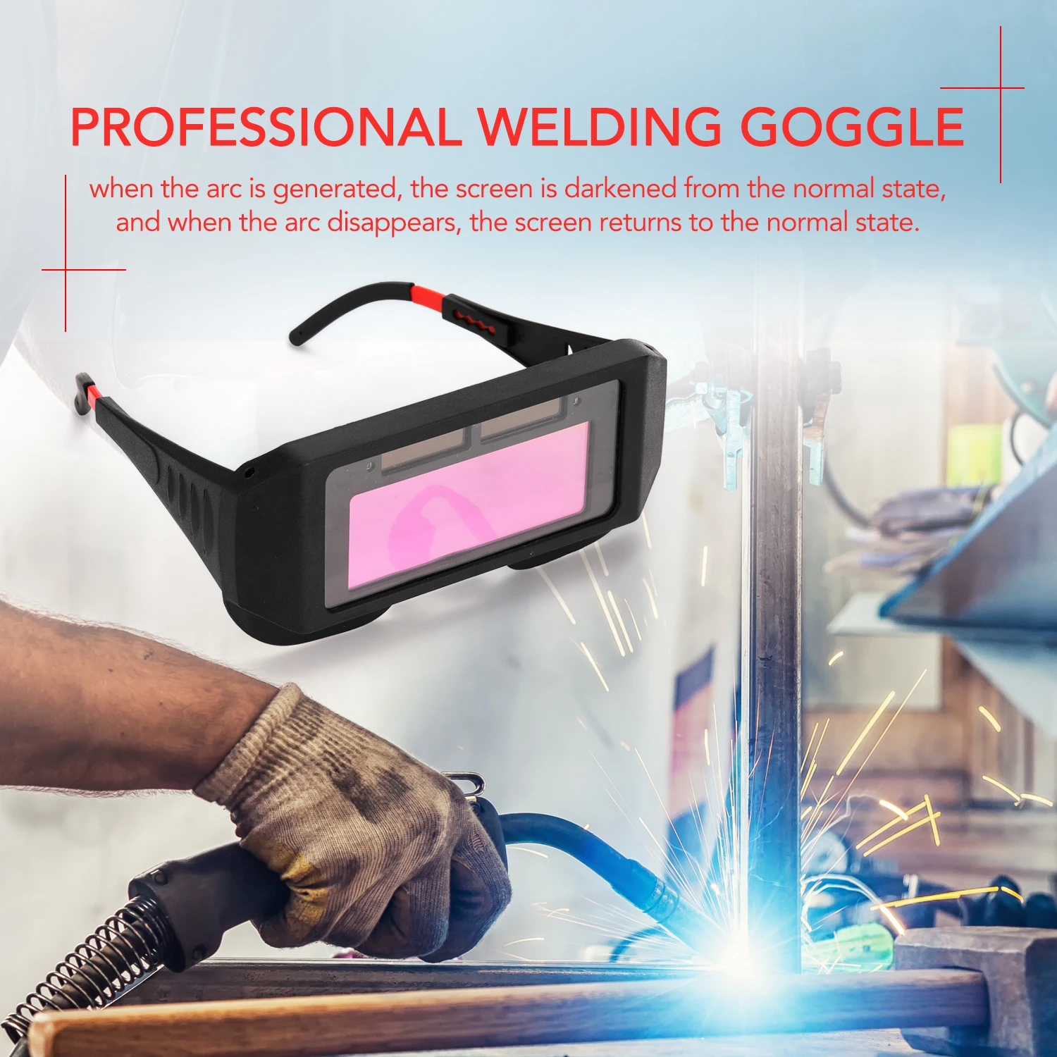 

Professional Solar Energy Auto Darkening Welding Safety Goggles Anti-glare UV Weld Glasses