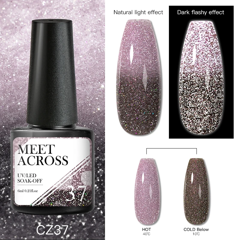

Reflective Glitter Thermal UV Nail Gel Polish Sparkle Color Changing Shiny 6ml Soak Off Nail Art Gel Varnishes All For Manicure