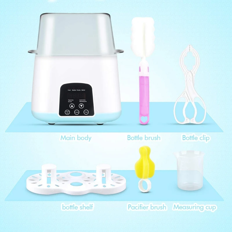 

Baby Bottle Warmer, Bottle Steam Sterilizer 5-In-1 Smart thermostat Double Bottle Baby Food Heater for Breast Milk or formula