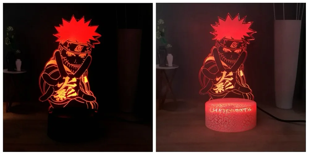Новинка 3D Иллюзия настольная лампа Узумаки Наруто Акриловые RGB многоцветный прикроватный светильник USB пульт дистанционного управления светодиодный ночной Светильник Детский праздник