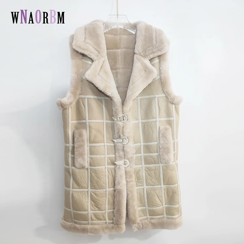Natural Wool Sheep Shearing Autumn Winter Women's Tops Warm Leather Coat Women Vest New Fashion Sheepskin Sweater Vest Coat