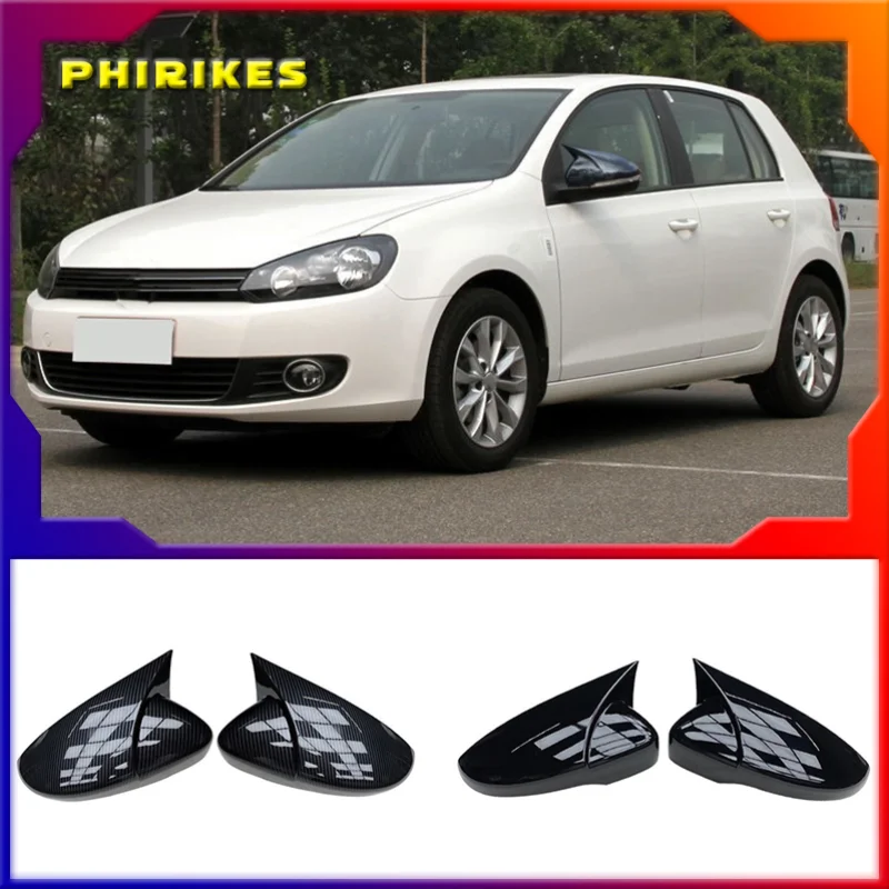 

2PCS Side Car Mirror Covers Caps for VW Golf 6 GTI 6 Golf 6 R MK6 R20 Touran Pair Wing RearView Mirror Case Cover Trim Cap Black