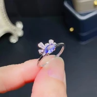 trendy silver tanzanite ring for daily wear 4mm6mm natural tanzanite silver ring 925 silver tanzanite jewelry