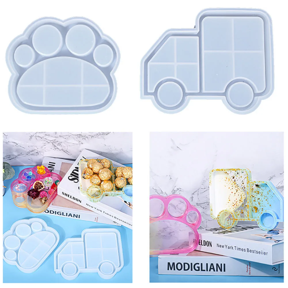 

1Pcs Cute Tray Storage Box Silicone Mold Cat Claw Motorcycle Shape Resin Mold DIY Jewelry Accessories Storage Crafts Making