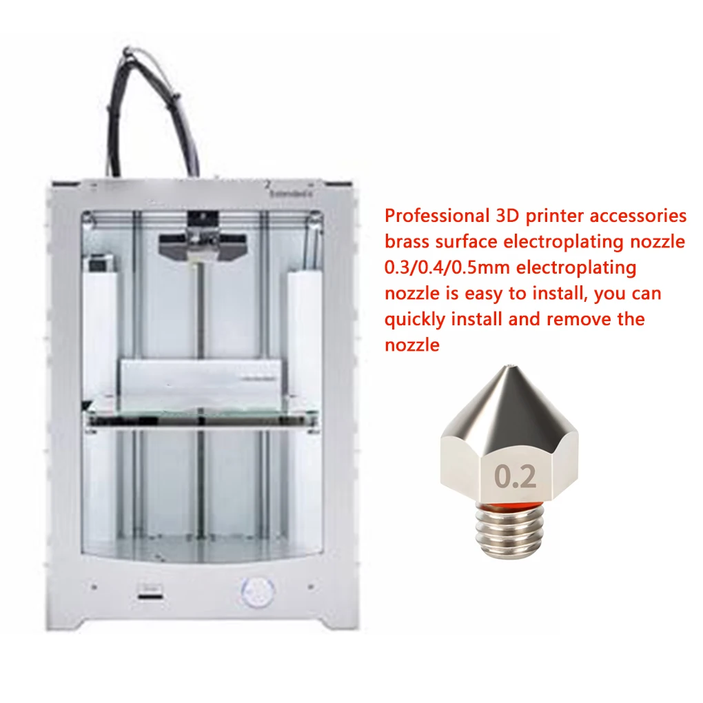 

4PCS MK8 Brass Nozzle 0.2MM 0.3MM 0.4MM 0.5MM Extruder Print Head Nozzle For 1.75MM CR10 CR10S Ender-3 3D Printer Accessories