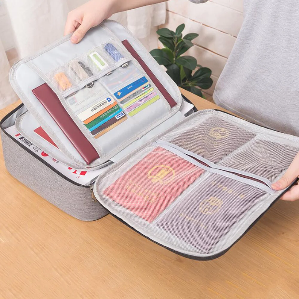 Multifunction Large Capacity Multi-Layer Document Bag File Folder Certificate Organizer case Travel Passport Briefcase with Lock