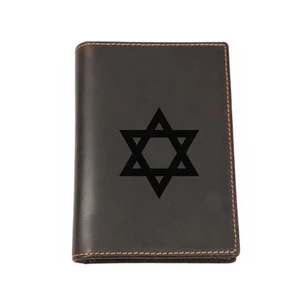 Laser Engraved picture Six stars Passport wallet Vintage cowhide Leather Card Holders Travel Case Israel Passport Cover 10 item image