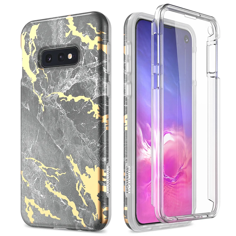 Мраморный чехол для samsung Galaxy A50 S10e, противоударный бампер, мягкий чехол, Встроенный протектор экрана для S10 Note 9 10 plus, чехол - Цвет: Серый