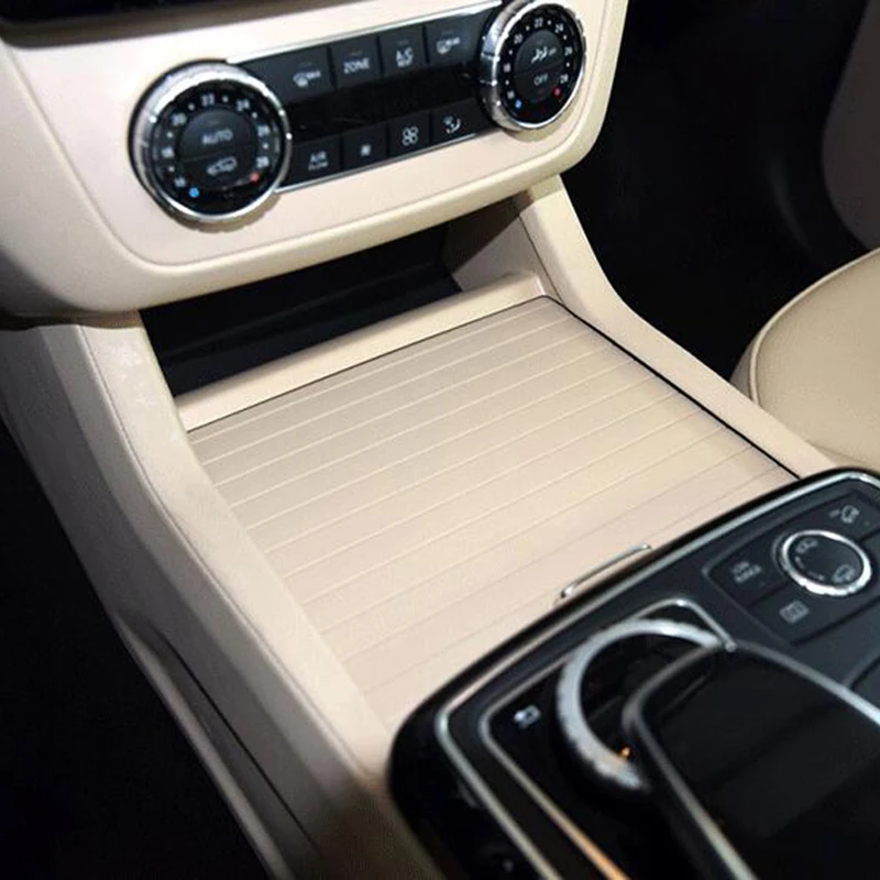 

Beige Car Center Console Drink Water Cup Holder Roller Blind Cover Trim Zipper for BENZ W166 ML GL GLS GLE 2012-2019