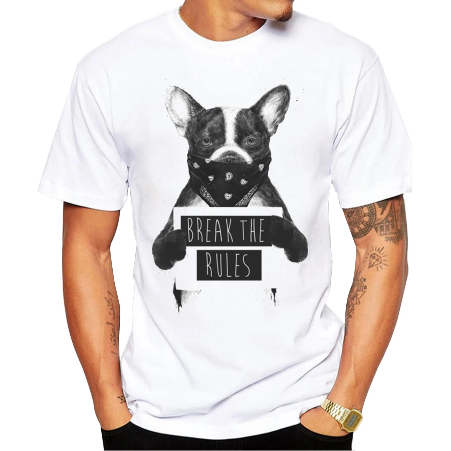 Rebel с принтом Собака для мужчин 2021 Футболка модная Hipster плохая футболка