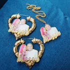 Серьги с фотографией и ожерельем, комплект