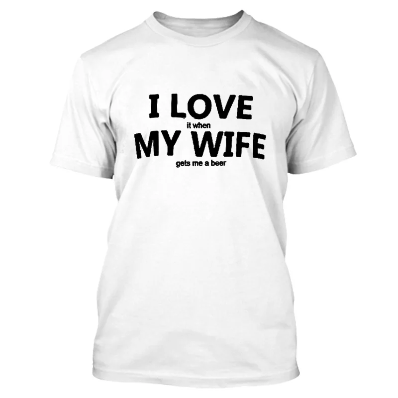 Сезон: весна-лето футболка I Love My Wife забавное пиво Юмор рубашка для мужчин хлопок футболка с коротким рукавом черный серый красный цвет - Цвет: L009White