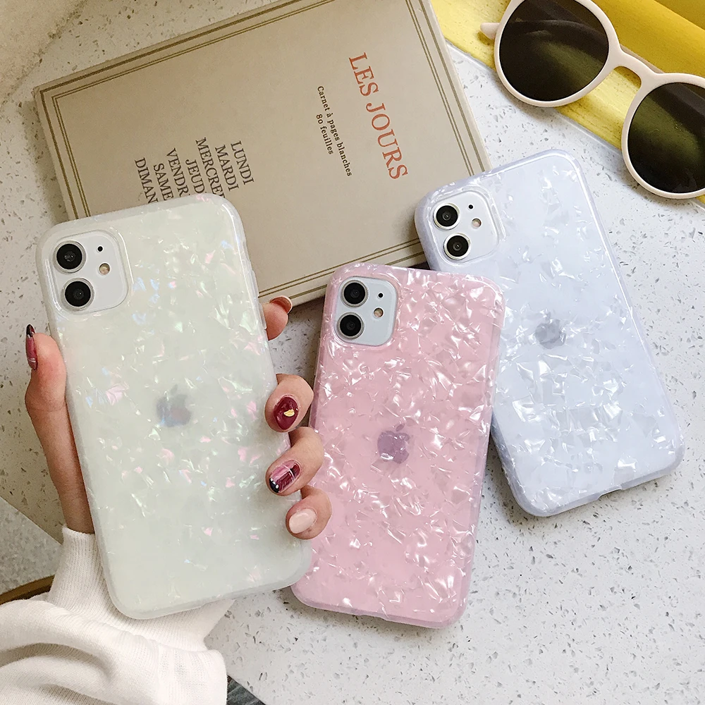 Чехол для телефона LOVECOM для iPhone 11 Pro Max XR XS Max 6 6S 7 8 Plus X Dream Conch Глянцевая мраморная мягкая IMD задняя крышка на весь корпус подарки