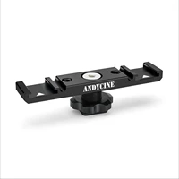 universal 2 dual cold shoe mount extension bar bracket with 14 thread for slr camera rode microphone wireless receiver