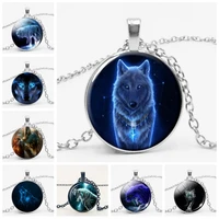gothic custom necklace gothic nymph nordic wiccan murano glass wolf cabochon dark necklace glass pendant collares kids jewelry