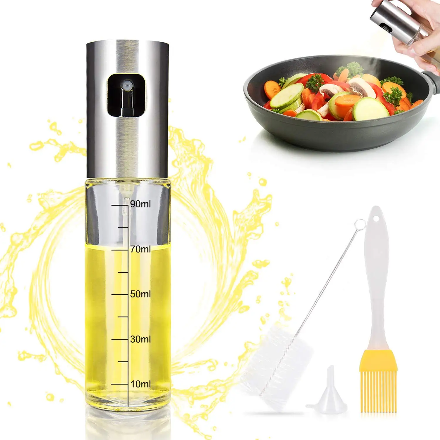 

Stainless Steel Oil Dispenser + Oil Brush + Funnel + Basting Brush FHJ889