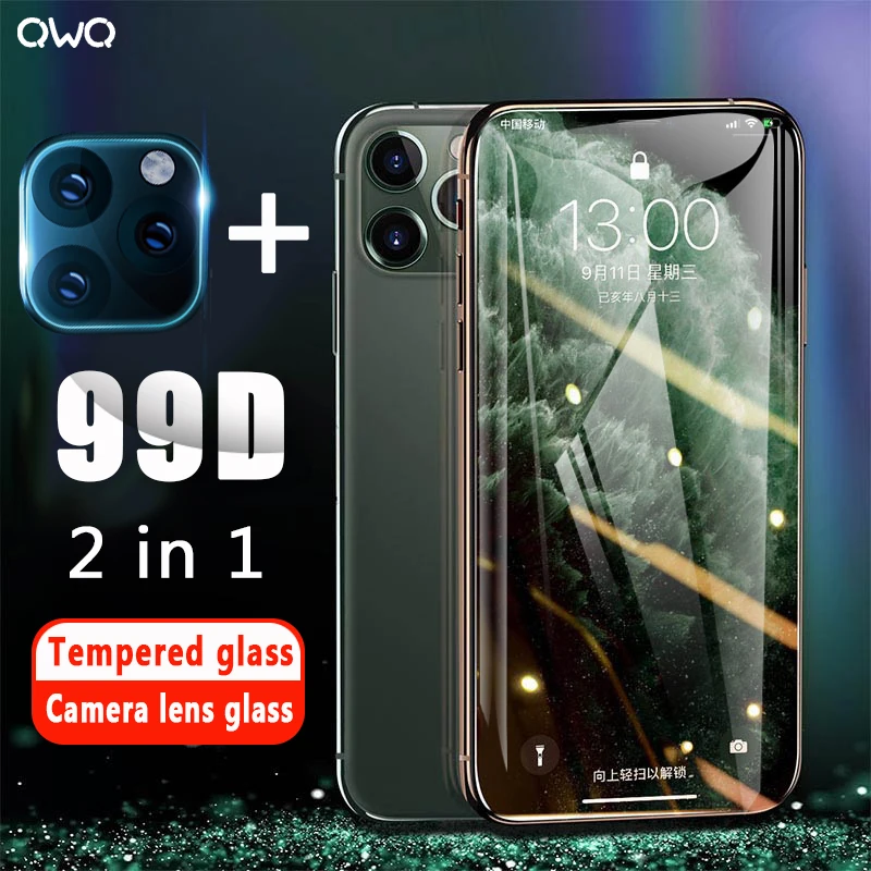 2-в-1 99D закаленное Стекло для iPhone 11 Pro Max Экран среднего класса против царапин для iPhone XR 7 8 6 6s X XS Plus задняя Камера объектив Стекло пленка