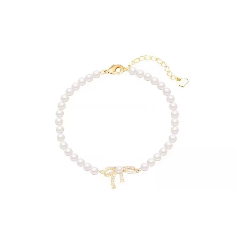 

VA-103 Sweet and Gentle Bowknot Pearl Bracelet Personality High-end Sense Light Luxurious Exquisite Bracelet