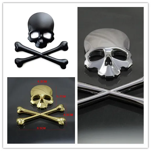 Металлическая Эмблема с 3d изображением черепа демона значок эмблема наклейка на
