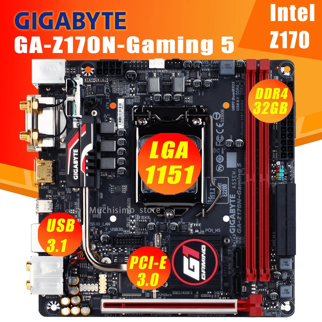 Online MINI-ITX ITX Oder GIGABYTE GA Z170N-Gaming 5 Computer Motherboard PCI-E 3,0 LGA 1151 DDR4 Für Intel Z170 Desktop Mainboard Verwendet