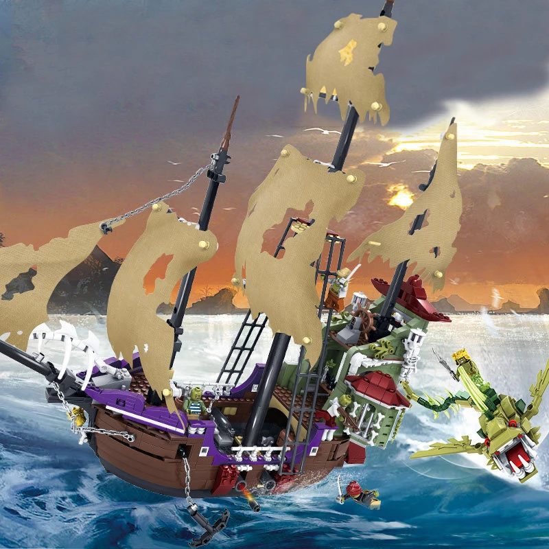 Sub Legend A Pirate Boat Series Children Parenting Beneficial Wisdom Assembling Building Blocks Toys |