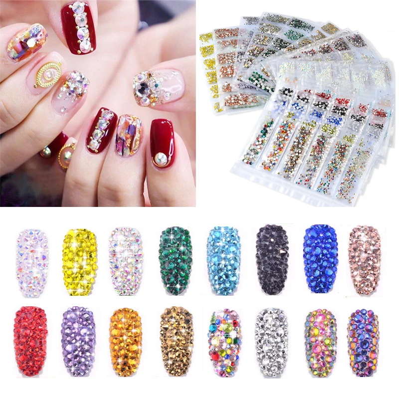

Shiny Glitter Crystal Flat Bottom 3D Rhinestone Nail Art Decorations for Nails Design Decals Rhinestone Manicure Accessories