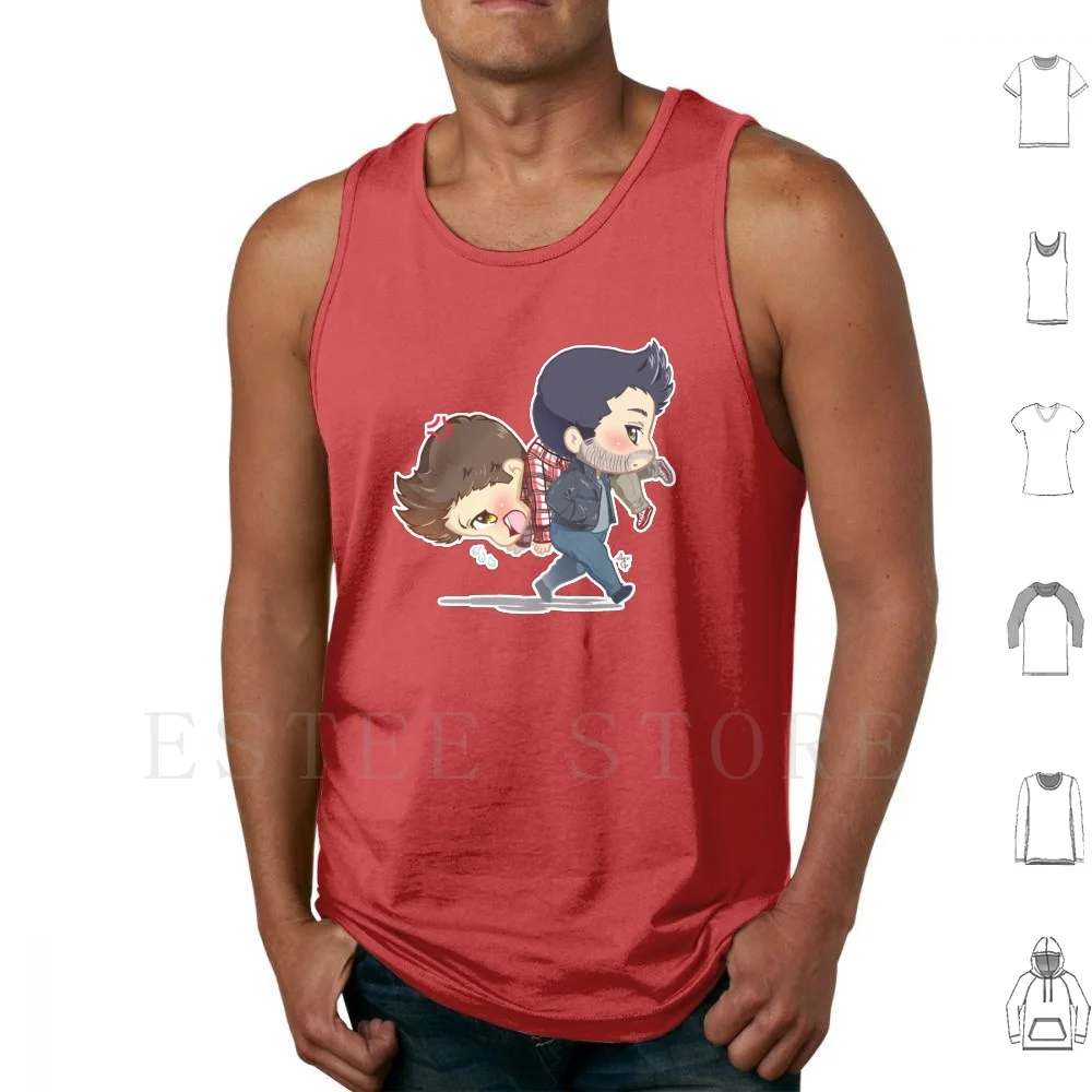 

Carry Him Away Tank Tops Vest Cotton Chibi Fox Kitsune Wolf