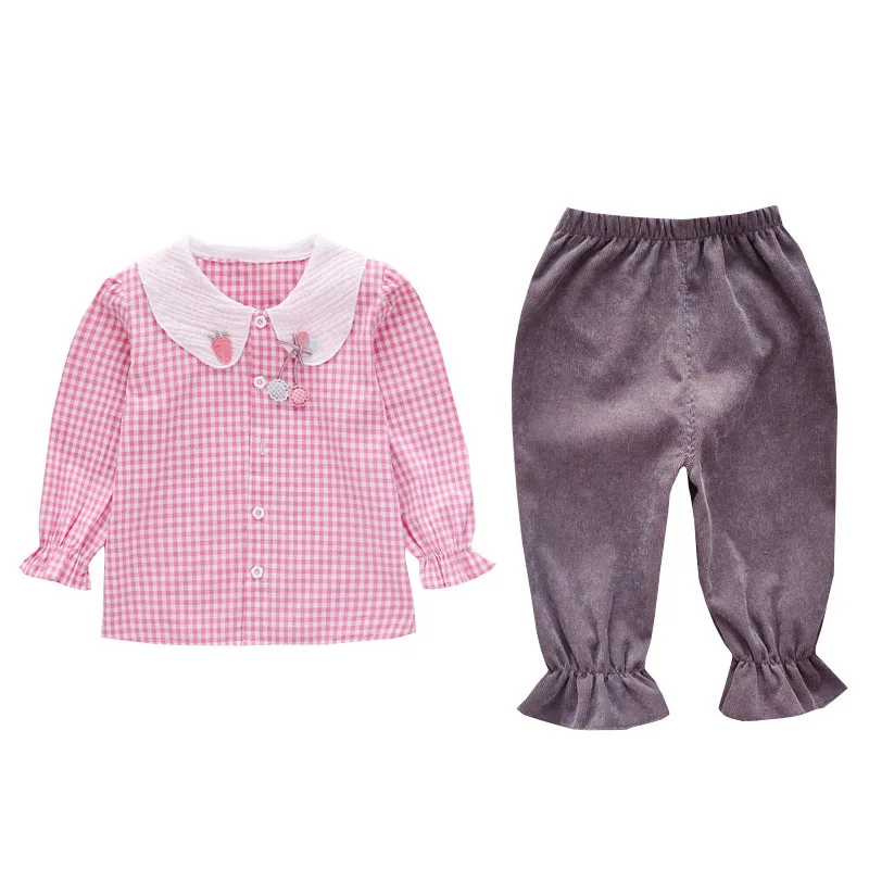 

New Autumn Children Baby Clothes Girls Suits Plaid Long Sleeve Pants 2Pcs/Sets Toddler Cotton Clothing Kids Infant Tracksuits