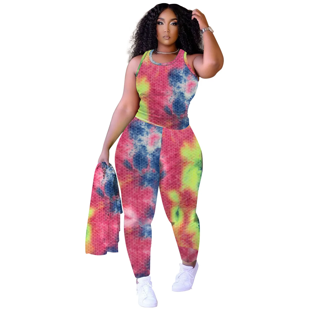 

Joggers Women Set Summer Sexy Tie Dye Tank Top And Pants Two Piece Set Tracksuit Club Outfits For Women Matching Sets
