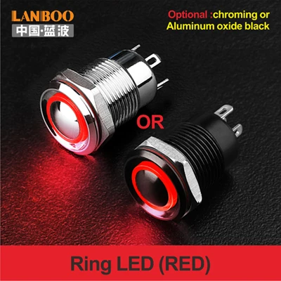 Red LED Ring 12 мм 4 позиционный селектор механический водонепроницаемый микро кнопочный переключатель для кухонной вытяжки - Цвет: Red LED Ring