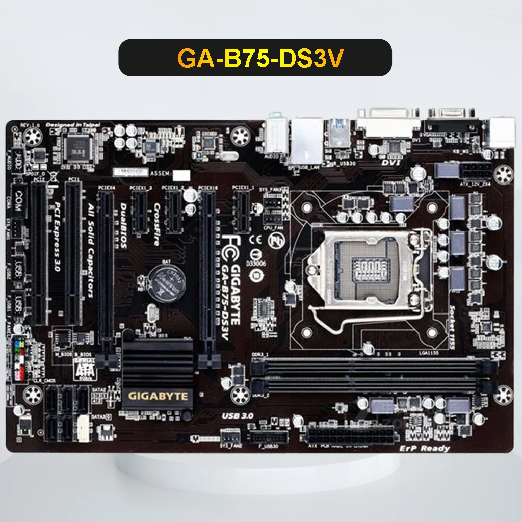 Материнская плата Gigabyte GA B75 DS3V LGA 1155 DDR3 PCI E 3 0 Core i3 i5 i7 ATX б/у