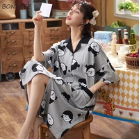 nightgowns women fashion turn down collar buttons knee length large size female loose m 4xl sweet sleepwear daily various colors