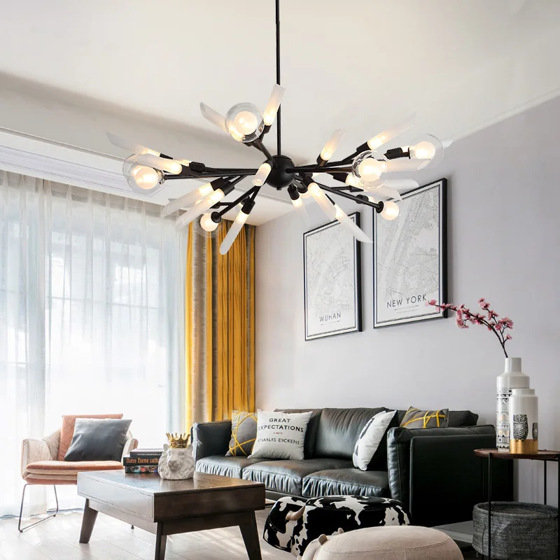 Lámpara colgante de techo de estilo nórdico para decoración del hogar, candelabro moderno con luces LED para sala de estar y dormitorio
