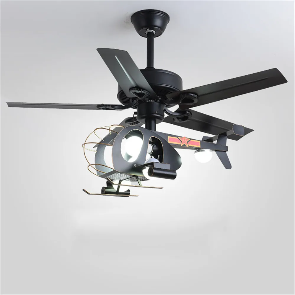 Children's room led ceiling fan boy bedroom aircraft decoration hanging lamp kindergarten indoor remote control lighting fixture | Лампы и