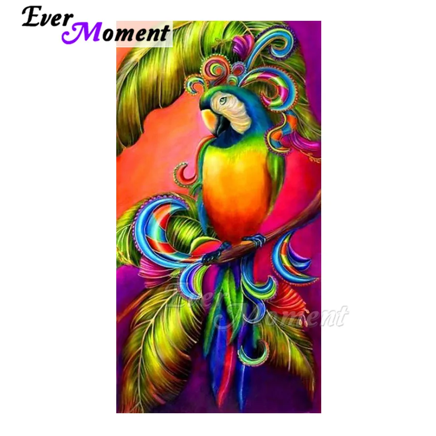 Китайская мозаика Ever Moment, цветной попугай, настенные картины, 3D алмазные птицы, бусина, 5D искусство, животные, квадратные сверла, алмазная живопись ASF846