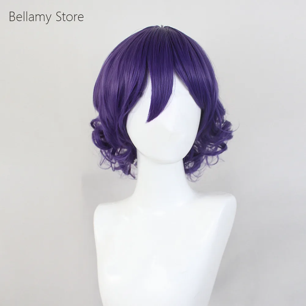 Парик для косплея восточного проекта COS Yasaka Канако фиолетовые короткие вьющиеся
