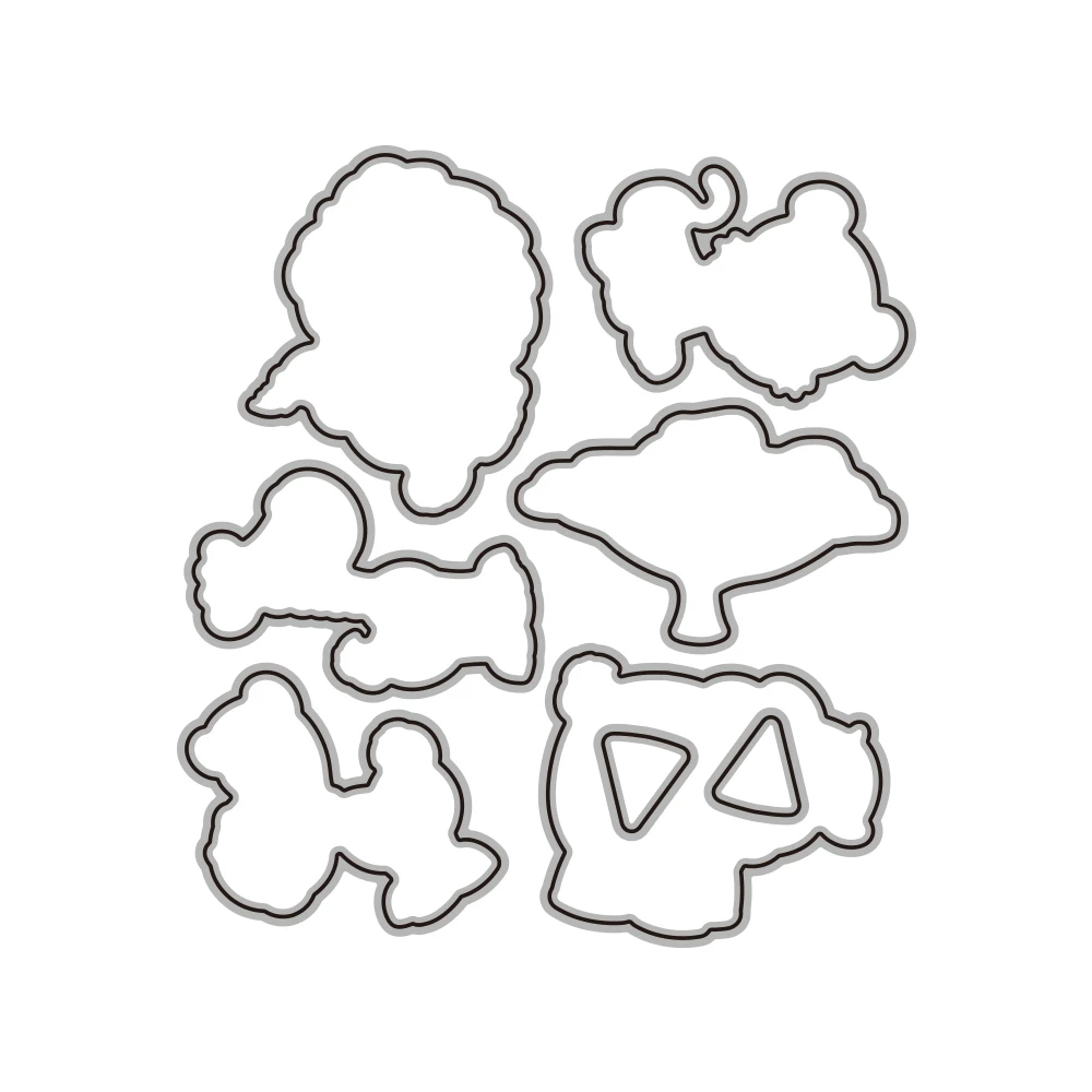 

Grassland Animals Birthday Stamps and Cutting Dies Templates for DIY Scrapbooking Album Transparent Silicone Decorative Stamp