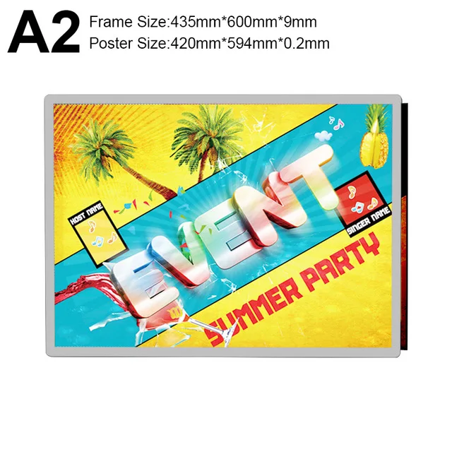 A2 Silver Frame Светодиодный светильник, коробка для косметического магазина, освещение, рекламный плакат, рамка для Европы и Америки, маркетинговый продукт, демонстрационный светильник, коробки - Мощность в ваттах: A2 Silver Frame
