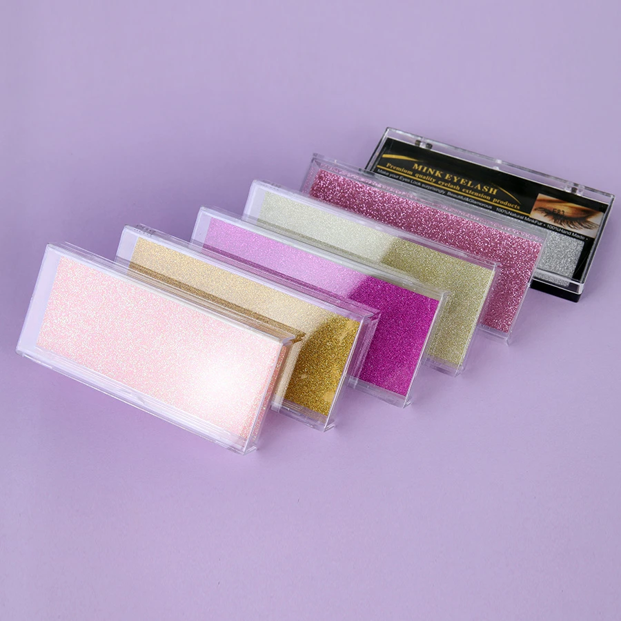 

BEEOS 10-50 PCS Wholesale Plastic Box Acrylic Case Box Eyelashes Packaging Empty Lash Case Glitter Eyelash Boxes