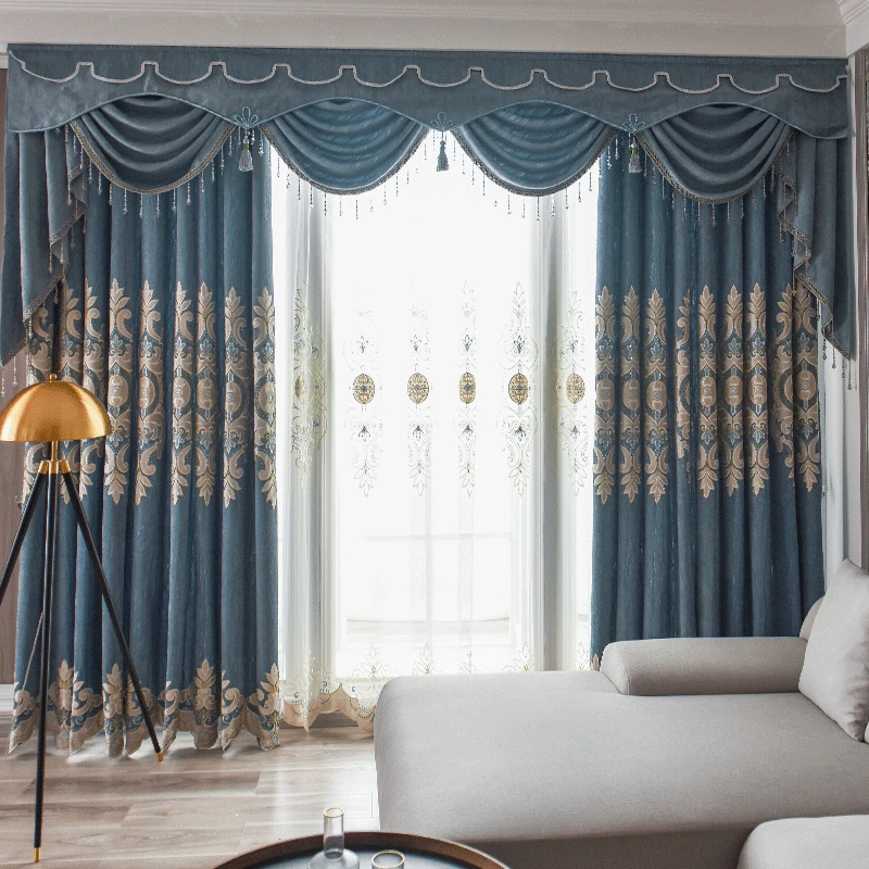 

High-quality Velvet Embroidered Curtain for Bedroom European-style Curtains for Living Room Curtain Sheer Home Decoration Custom